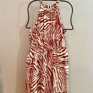 Nine West Red and White Zebra Print Dress: Large NWT